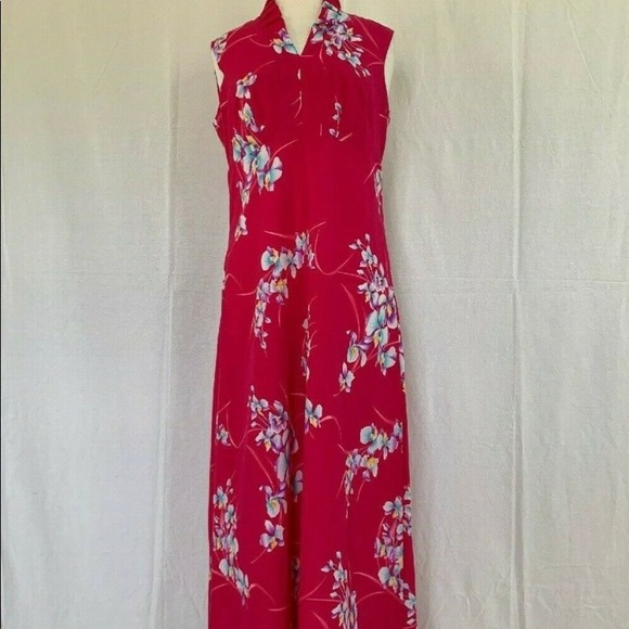 Harriet's Hawaiian Maxi Dress Pink Floral Tropical - Picture 2 of 4